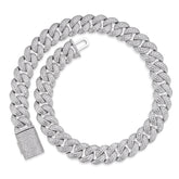 10-20mm Iced Cuban Link Necklace with VVS Moissanite in Prong Setting