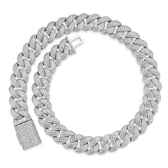 10-20mm Iced Cuban Link Necklace with VVS Moissanite in Prong Setting
