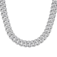 10-20mm Iced Cuban Link Necklace with VVS Moissanite in Prong Setting