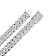 10-20mm Iced Cuban Link Necklace with VVS Moissanite in Prong Setting