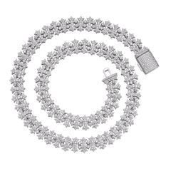 10MM Iced Out Cross Link Chain 14K Gold