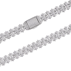 10MM Iced Out Cross Link Chain 14K Gold