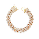 12MM Micro Prong Setting CZ Cuban Chain Bracelet Link