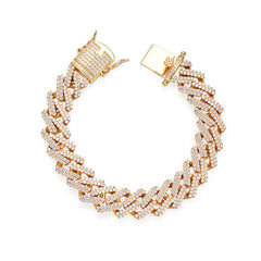 12MM Micro Prong Setting CZ Cuban Chain Bracelet Link
