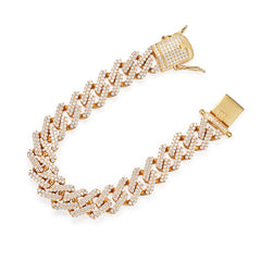 12MM Micro Prong Setting CZ Cuban Chain Bracelet Link