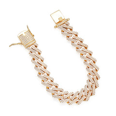 12MM Micro Prong Setting CZ Cuban Chain Bracelet Link