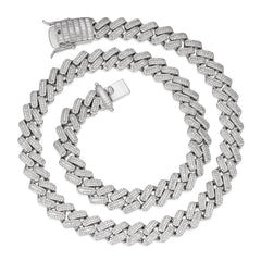 12MM Moissanite Baguette Modern Prong Miami Cuban Link Chain Necklace Iced Out
