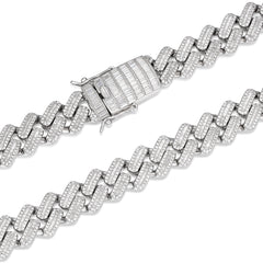 12MM Moissanite Baguette Modern Prong Miami Cuban Link Chain Necklace Iced Out