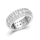14K White Gold Plated Round Cut Moissanite Pave Eternity Band Ring