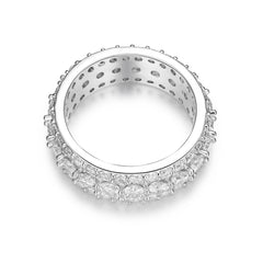14K White Gold Plated Round Cut Moissanite Pave Eternity Band Ring