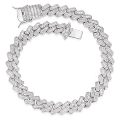 14MM Moissanite Baguette Iced-Out Cuban Link Chain Necklace