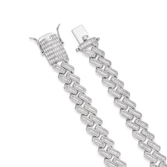 14MM Moissanite Baguette Iced-Out Cuban Link Chain Necklace