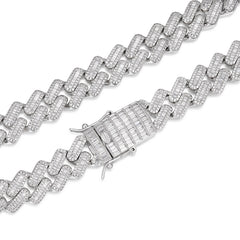 14MM Moissanite Baguette Iced-Out Cuban Link Chain Necklace
