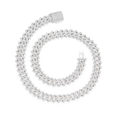 14MM Moissanite Prong Cuban Chain In 925 Silver