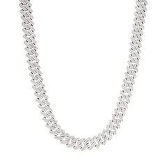 14MM Moissanite Prong Cuban Chain In 925 Silver