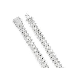 14MM Moissanite Prong Cuban Chain In 925 Silver