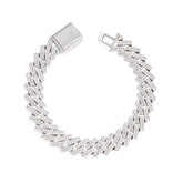 14mm 925 Sterling Silver Double Layer Moissanite Cuban Bracelet