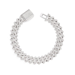 14mm 925 Sterling Silver Double Layer Moissanite Cuban Bracelet