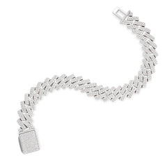 14mm 925 Sterling Silver Double Layer Moissanite Cuban Bracelet