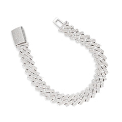 14mm 925 Sterling Silver Double Layer Moissanite Cuban Bracelet