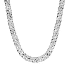 15MM Drip Set – Classic Silver Moissanite Cuban Necklace