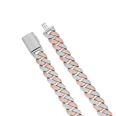 15MM Fully Iced Out VVS Moissanite Two Tone Miami Cuban