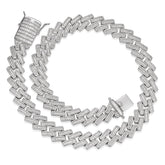 18MM Moissanite Baguette Modern Prong Miami Cuban Link Chain Necklace Iced Out