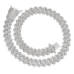 18MM Moissanite Baguette Modern Prong Miami Cuban Link Chain Necklace Iced Out