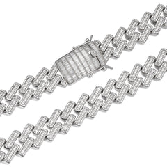18MM Moissanite Baguette Modern Prong Miami Cuban Link Chain Necklace Iced Out