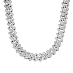 18MM Moissanite Baguette Modern Prong Miami Cuban Link Chain Necklace Iced Out