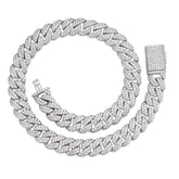 18MM Moissanite Leaf Cuban Link Chain Necklace