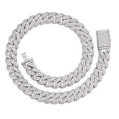18MM Moissanite Leaf Cuban Link Chain Necklace