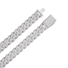 18MM Moissanite Leaf Cuban Link Chain Necklace