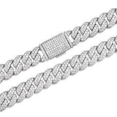 18MM Moissanite Leaf Cuban Link Chain Necklace