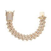22MM Bold Gold Moissanite Cuban Link Necklace with Baguette Cuts