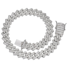 22MM Moissanite Baguette Modern Prong Miami Cuban Link Chain Necklace Iced Out