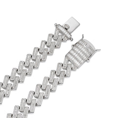 22MM Moissanite Baguette Modern Prong Miami Cuban Link Chain Necklace Iced Out