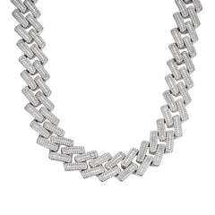 22MM Moissanite Baguette Modern Prong Miami Cuban Link Chain Necklace Iced Out