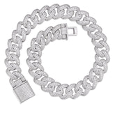 23MM Moissanite Cuban Chain In 925 Silver