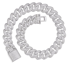 23MM Moissanite Cuban Chain In 925 Silver
