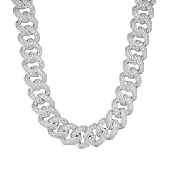 23MM Moissanite Cuban Chain In 925 Silver
