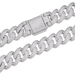 23MM Moissanite Cuban Chain In 925 Silver