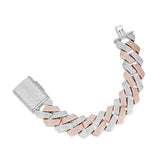 23MM Moissanite Two Tone Cuban Link Bracelet