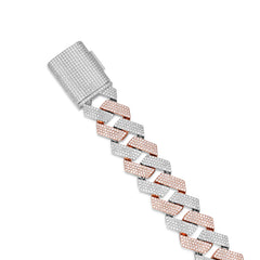 23MM Moissanite Two Tone Cuban Link Bracelet