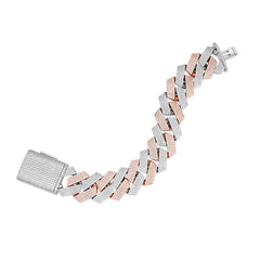 23MM Moissanite Two Tone Cuban Link Bracelet