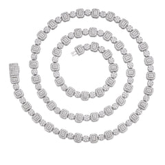 6MM Baguette And Round Moissanite Chain Necklace