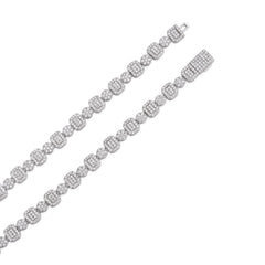 6MM Baguette And Round Moissanite Chain Necklace