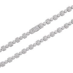 6MM Baguette And Round Moissanite Chain Necklace