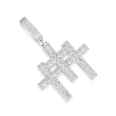 9.25 Sterling Silver Baguette and Round Moissanite Iced Out 3 Cross