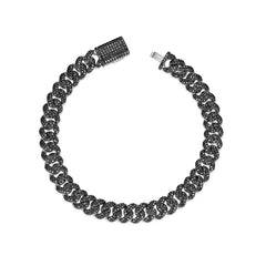925 Silver Black Moissanite Miami Cuban Men's Bracelet (ALL SIZES)